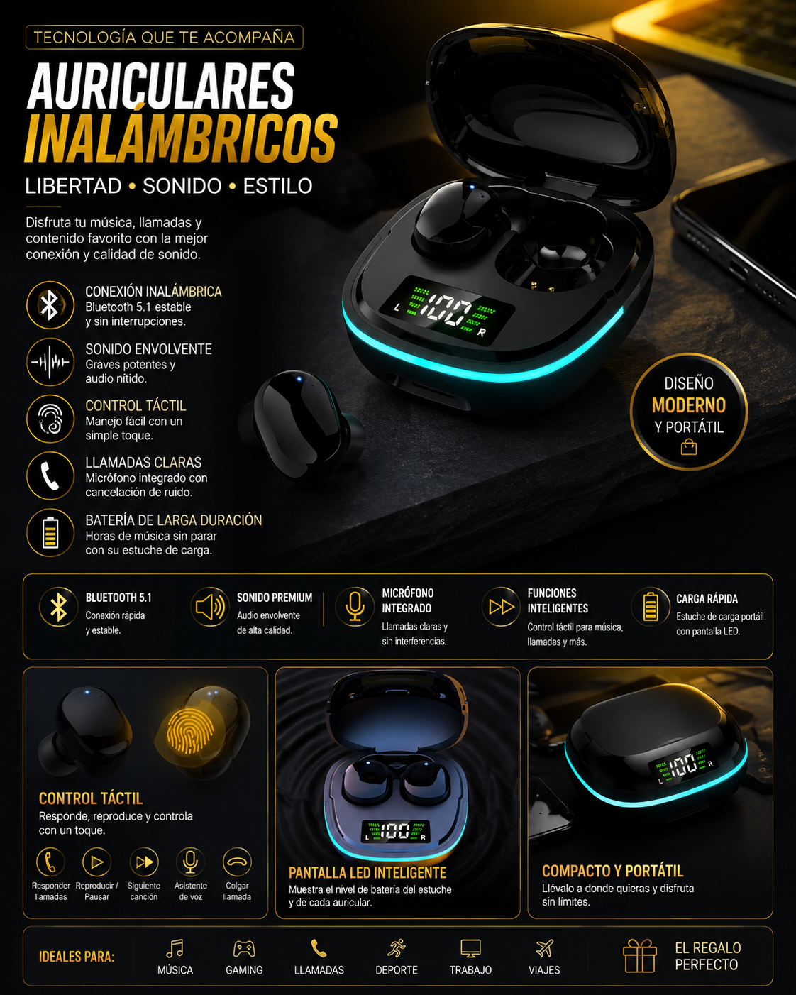 Auriculares con Tecnología Inalámbrica