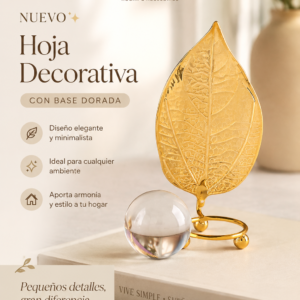 Hoja dorada decorativa con bola de Cristal