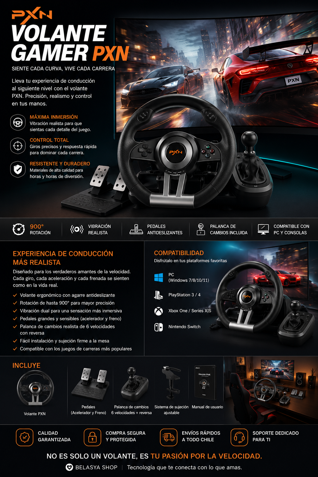 Volante Gamer PXN Pro Racing Edition