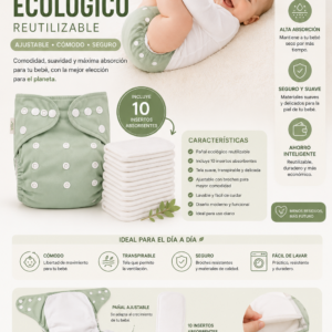 Pack pañal ecológico + 10und absorbentes