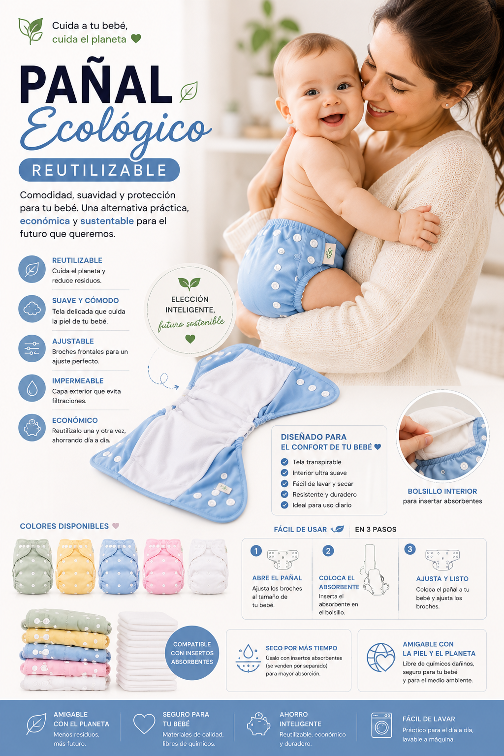 Pañal Ecológico Reutilizable Premium