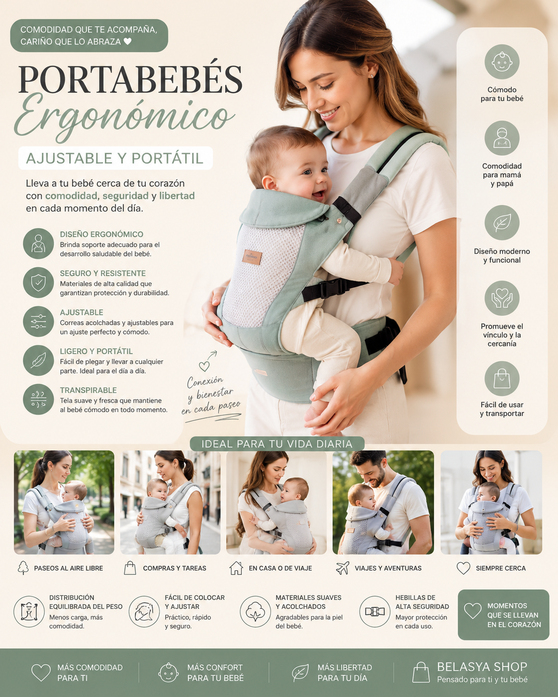 Portabebés Ergonómico Ajustable Premium