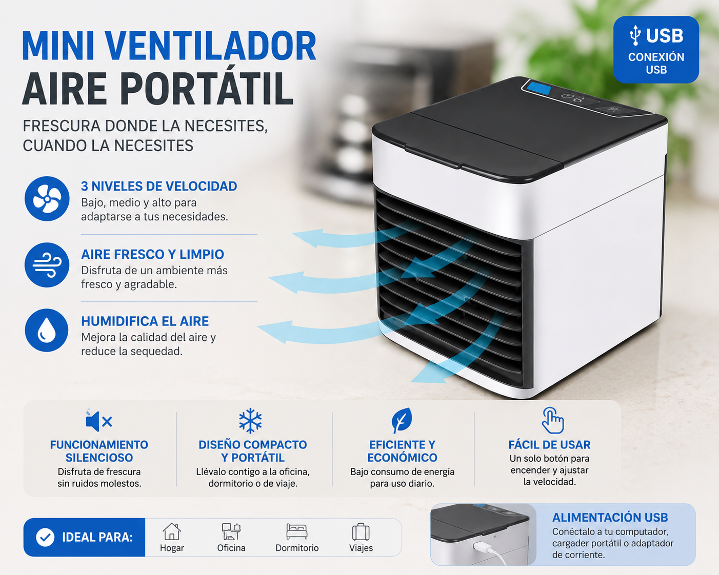 Mini Ventilador Aire Acondicionado Portatil